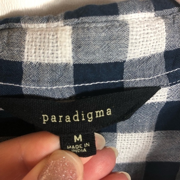 Stitch fix Paradigma checkered button up top Womens size medium - Picture 4 of 9